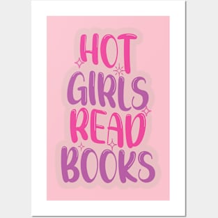 Hot Girls Read Books, pink Design Posters and Art